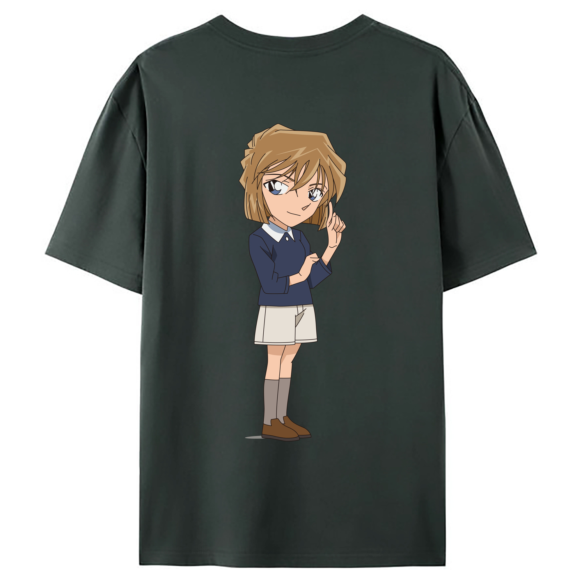 （画像用） 名探偵コナン 灰原 哀 はいばら あい Detective Conan Anita Hailey、Vi Graythorn Haibara Ai 綿100％ メンズ半袖Tシャツ（バックプリント） 通気性